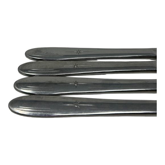 4 Everlasting Stainless Atomic Star Flatware EVR1 Solid Handle Dinner Knives 8" - Picture 9 of 9